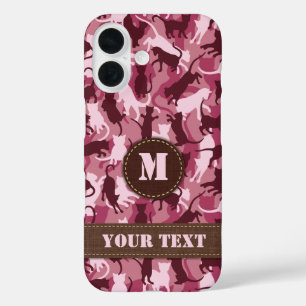 Coques iPhone 16 Chats Camouflage rose