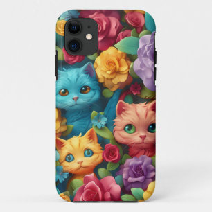 Case-Mate iPhone Case Chats colorés et fleurs joli design