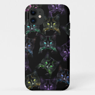 Coque Case-Mate Pour iPhone Chats cool sur Noir ! Chats multicolores