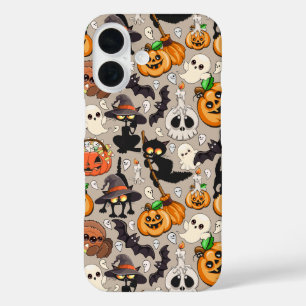 Coques iPhone 16 Chats drôles de Halloween Fête