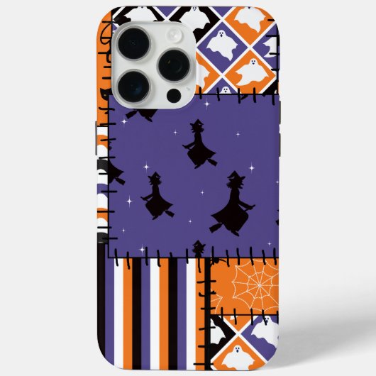 Coques Case-Mate iPhone Chats Halloween Patchwork sorcières (Verso)