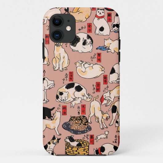 Coques Case-Mate iPhone chats japonais Ukiyo-e Funny kitty (Dos)