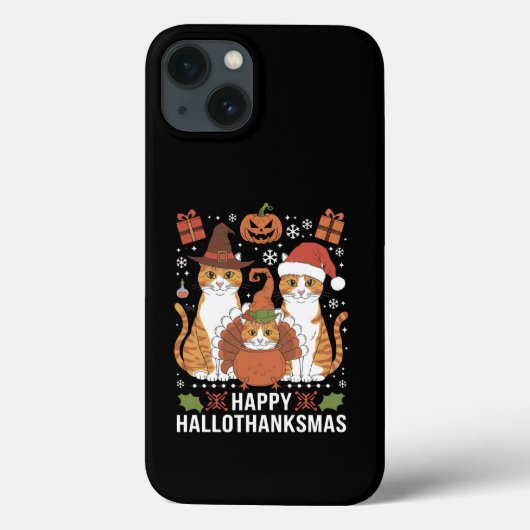 Coques Case-Mate iPhone Chats Joyeux Hallothanksmas Halloween Noël (Verso)