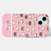 Coques Case-Mate iPhone Chats mignons et Monogramme arc-en-ciel (Verso (horizontal))
