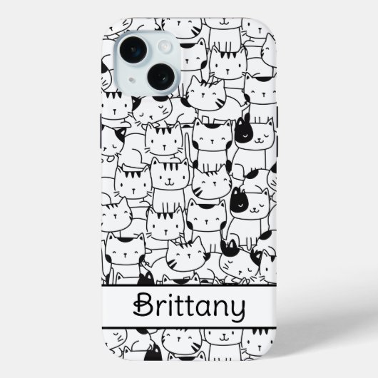 Coques Case-Mate iPhone Chats mignons noirs et blancs (Verso)