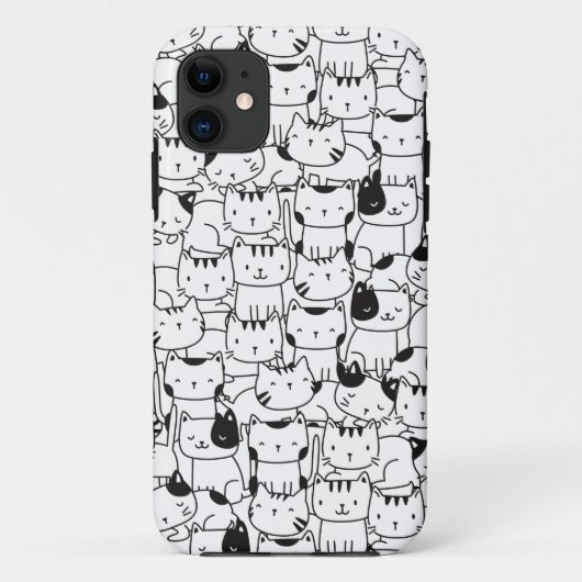 Coques Case-Mate iPhone Chats mignons noirs et blancs (Dos)