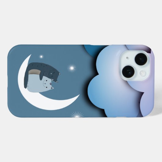 Coques Case-Mate iPhone Chats mignons sur la Lune (Verso (horizontal))