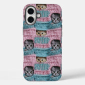 Coques Case-Mate iPhone Chats mignons Tricot bleu rose Fille (Verso)