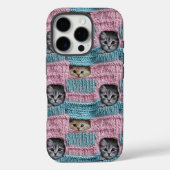 Coques Case-Mate iPhone Chats mignons Tricot bleu rose Fille (Verso)