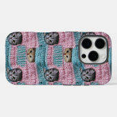 Coques Case-Mate iPhone Chats mignons Tricot bleu rose Fille (Verso (horizontal))