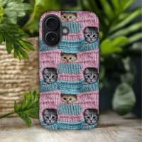 Chats Mignons Tricot Rose Bleu Féminin