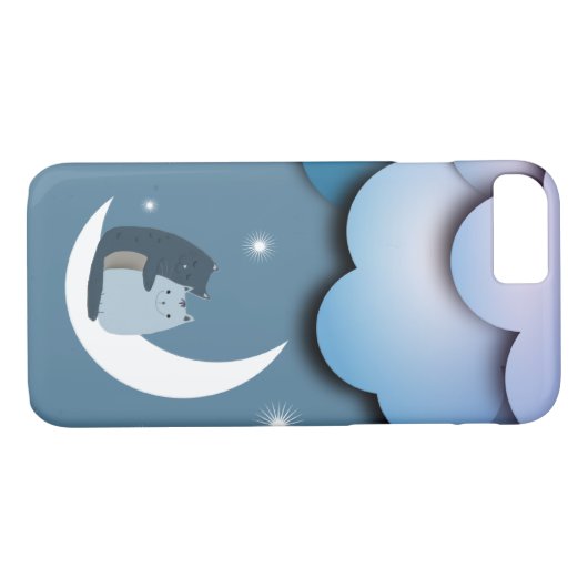 Coques Case-Mate iPhone Chats mous sur la Lune (Dos (Horizontal))