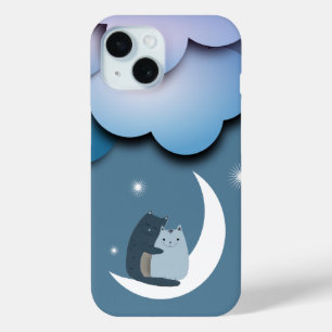 Coque Pour iPhone 15 Chats mous sur la Lune