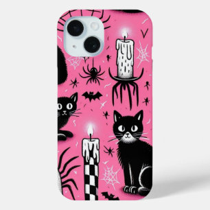 Coque Pour iPhone 15 Chats noirs & bougies
