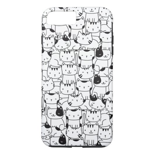 Coques Case-Mate iPhone Chats noirs et blancs mignons (Dos)