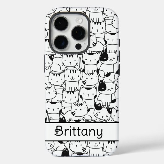 Coques Case-Mate iPhone Chats noirs et blancs mignons (Verso)