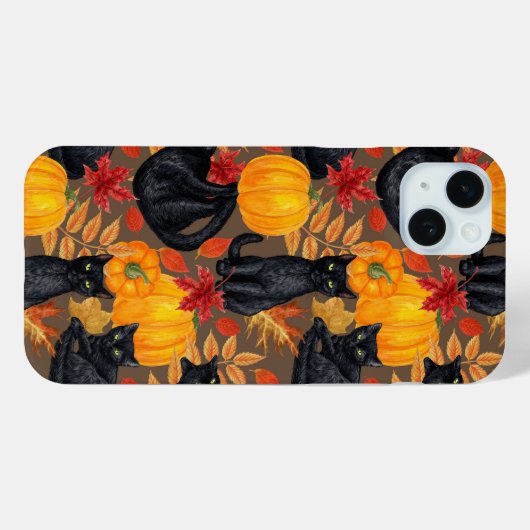 Coques Case-Mate iPhone Chats noirs et citrouilles 2 (Verso (horizontal))