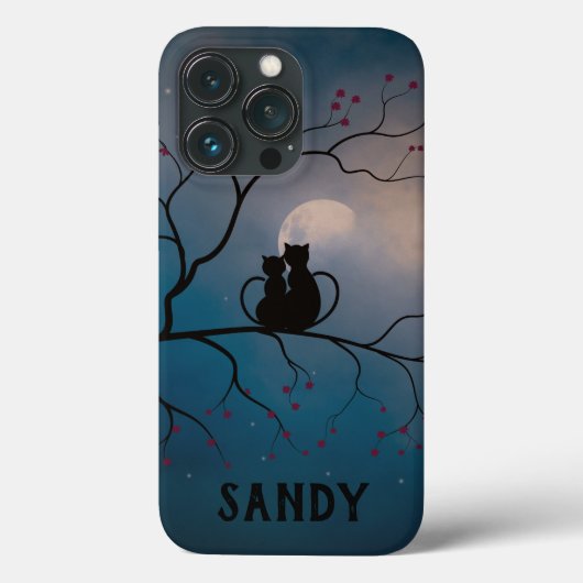 Coques Case-Mate iPhone Chats noirs et lune et étoiles (Verso)