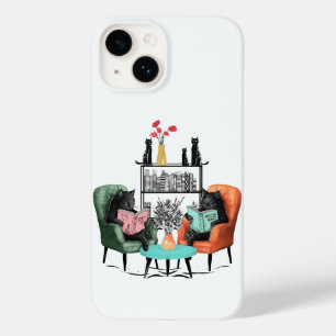 Coque Pour iPhone 14 chats noirs lecture