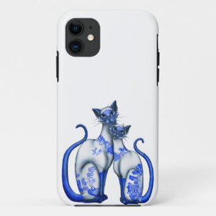 Coque iPhone 11 Chats siamois de saule bleu