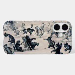 Coques iPhone 16 Chats Snowball Combat, Louis Wain