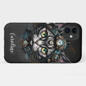 Coques Case-Mate iPhone Chatte steampunk mignonne avec des horloges et des (Dos (Horizontal))
