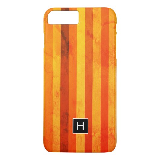 Coques Case-Mate iPhone Chaud Patiné Orange Rouge rayures Monogramme (Dos)