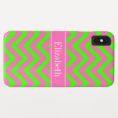 Coques Case-Mate iPhone Chaud rose #2 Lime Green LG Chevron Nom Monogramme (Dos (Horizontal))