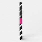 Coques Case-Mate iPhone Chaud rose Fleur Monogramme noir Chevron (Dos/Gauche)