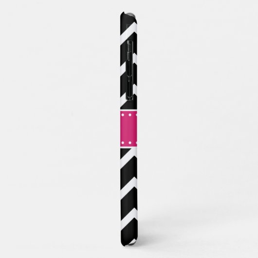 Coques Case-Mate iPhone Chaud rose Fleur Monogramme noir Chevron (Dos/Gauche)
