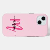 Coques Case-Mate iPhone Chaud rose moderne Script Girl Monogramme Nom (Verso (horizontal))