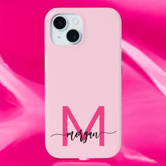 Coques Case-Mate iPhone Chaud rose moderne Script Girl Monogramme Nom