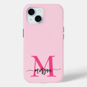 Coques Case-Mate iPhone Chaud rose moderne Script Girl Monogramme Nom (Verso)