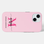 Coques Case-Mate iPhone Chaud rose moderne Script Girl Monogramme Nom (Verso (horizontal))