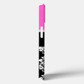 Coques Case-Mate iPhone Chaud rose noir Damask Monogramme (Verso / Droite)