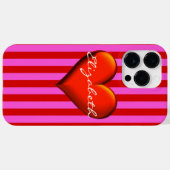 Coques Case-Mate iPhone Chaud rose rouge rayure rouge métal monogramme de  (Verso (horizontal))