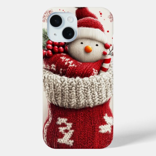 Coques Case-Mate iPhone Chaussette de Noël Bonhomme de Neige au Tricot Cos (Verso)