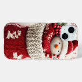 Coques Case-Mate iPhone Chaussette de Noël Bonhomme de Neige au Tricot Cos (Verso (horizontal))