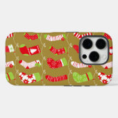 Coques Case-Mate iPhone Chaussettes d'hiver rétro de Noël (Verso (horizontal))