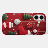 Coques Case-Mate iPhone Chaussettes Ornements de Noël Tricotés Rouge Vert (Verso (horizontal))