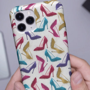 Coque iPhone 15 Pro Max Chaussures à talon Or moderne haute aquarelle