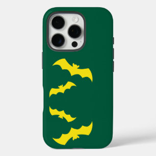Coques iPhone 16 Pro Chauves-souris jaunes volantes d'Halloween