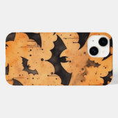 Coques Case-Mate iPhone Chauves-souris noires à l'aquarelle orange (Verso (horizontal))