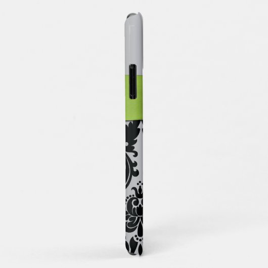 Coques Case-Mate iPhone Chaux Personalisées, Noir, Damas Argent (Dos/Droite)