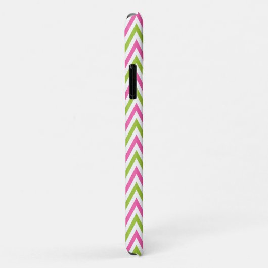 Coques Case-Mate iPhone Chaux rose moderne Vert Chevron & Monogramme (Dos/Droite)