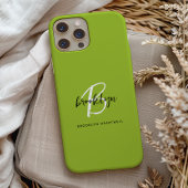 Coques Case-Mate iPhone Chaux Vert Noir Blanc Noir Monogramme Nom