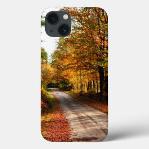 Coques Pour iPhone Chemin de bois avec feuillage de chute