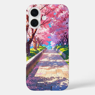 Coques iPhone 16 Chemin de Fleur de Cerisier - Paysage printanier A