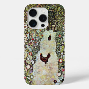 Coque iPhone 15 Pro Chemin de jardin avec poulets, Gustav Klimt, Art N