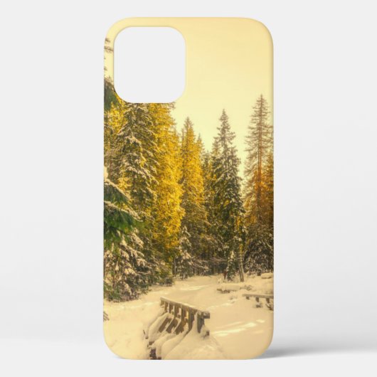 Coques Case-Mate iPhone Chemin d'hiver neigeux avec pins (Verso)